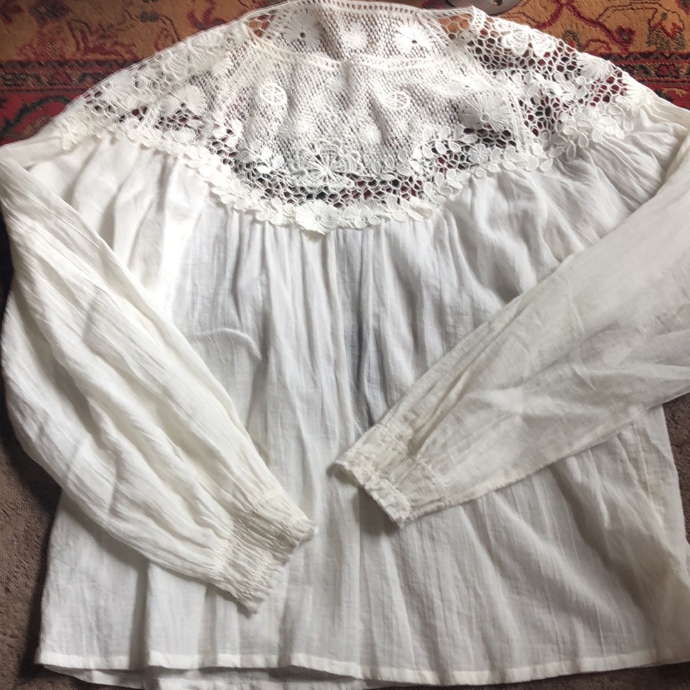 Frye Boho-Chic White Cotton Blouse - Picture 3 of 7